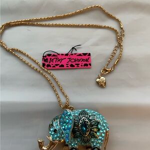 Betsey Johnson Gold Elephant Pendant Necklace